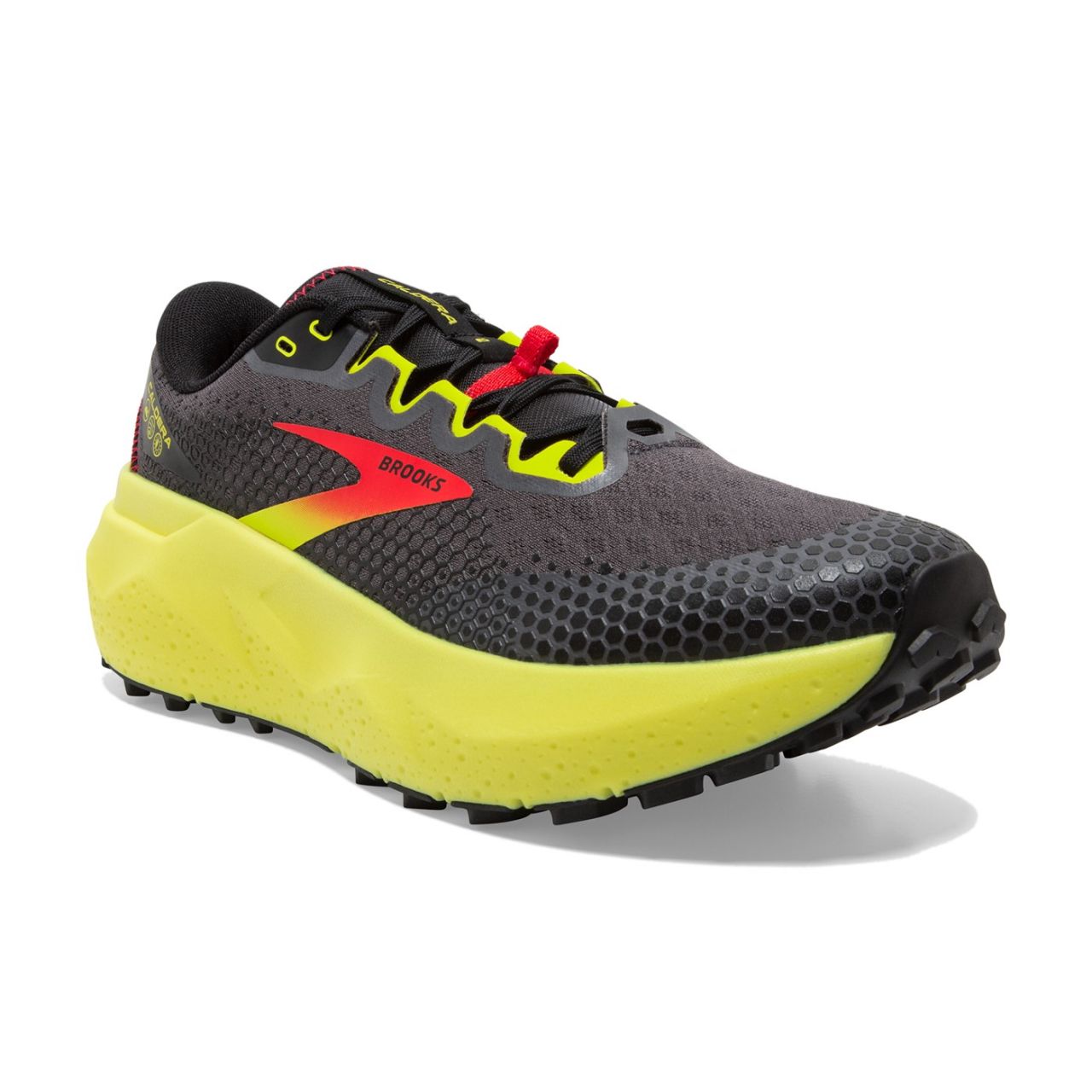 BROOKS CALDERA 6 BLACK FIERY RED BLAZING YELLOW Chaussures de trail
