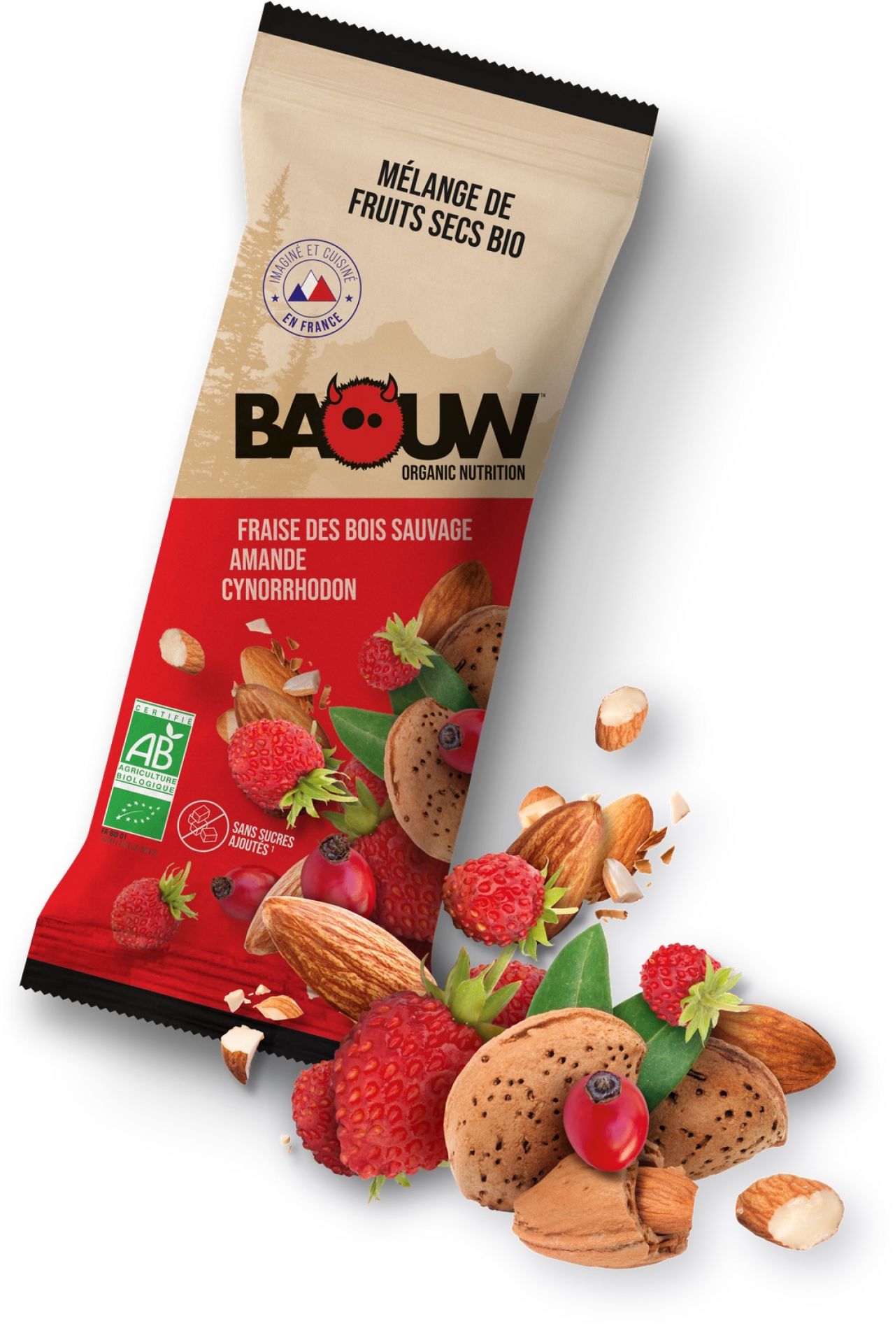 BAOUW MELANGE FRUITS SECS BIO FRAISE DES BOIS AMANDE CYNORRHODON fruits secs