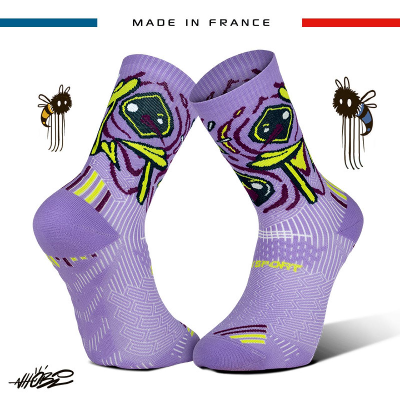 BV SPORT CHAUSSETTE RUN COLLECTOR NHOBI BRAZIL VIOLET Made in France