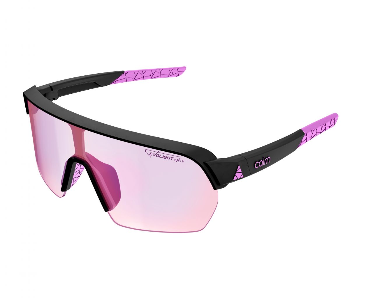 CAIRN ROC LIGHT PHOTOCHROMIC NXT MAT BLACK ET NEON PINK Lunettes de sport