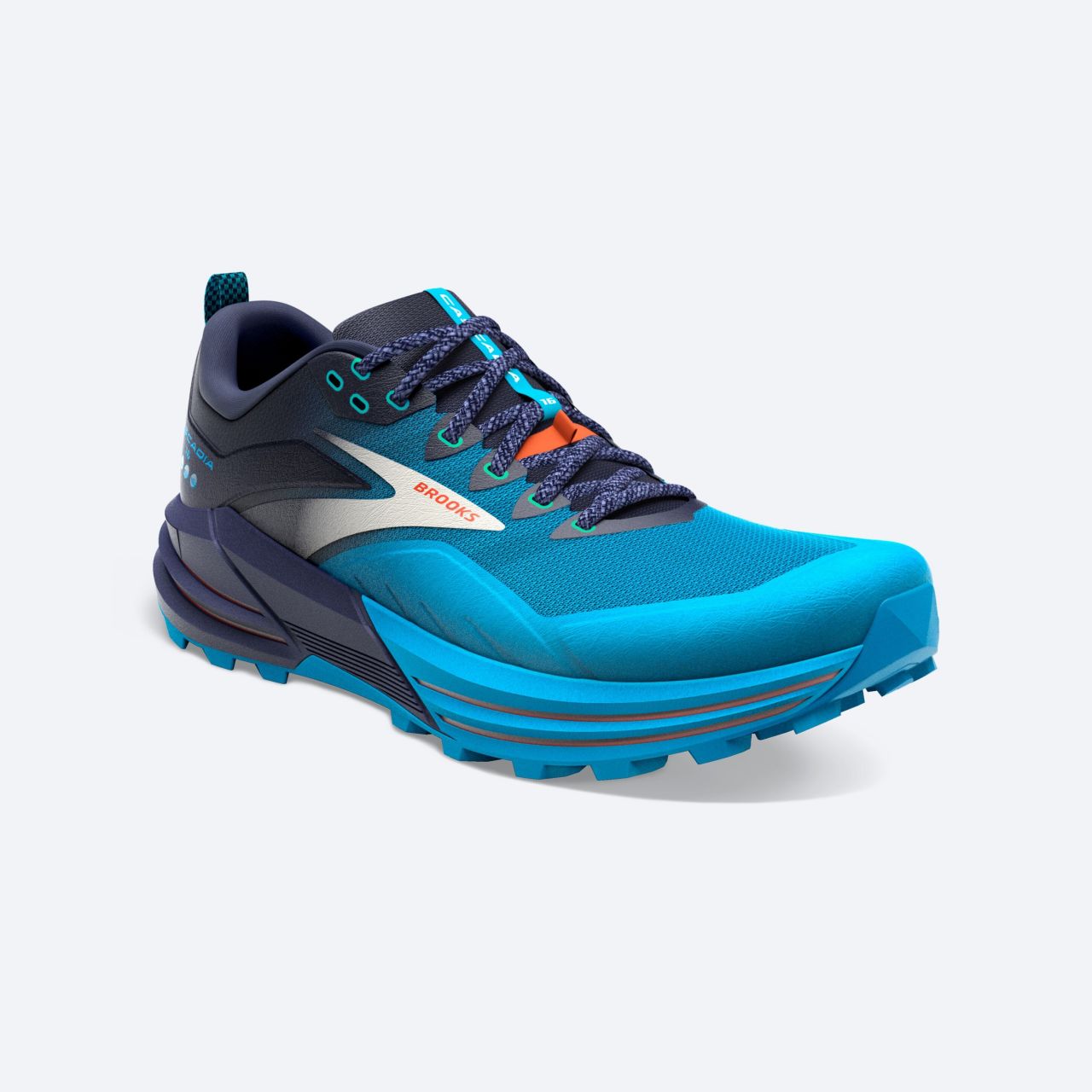 BROOKS CASCADIA 16 PEACOT ET ATOMIC BLUE Chaussures de trail