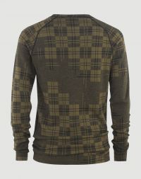 BULA CHECK MERINO WOOL CREW MOSS  Sous vetement technique pas cher