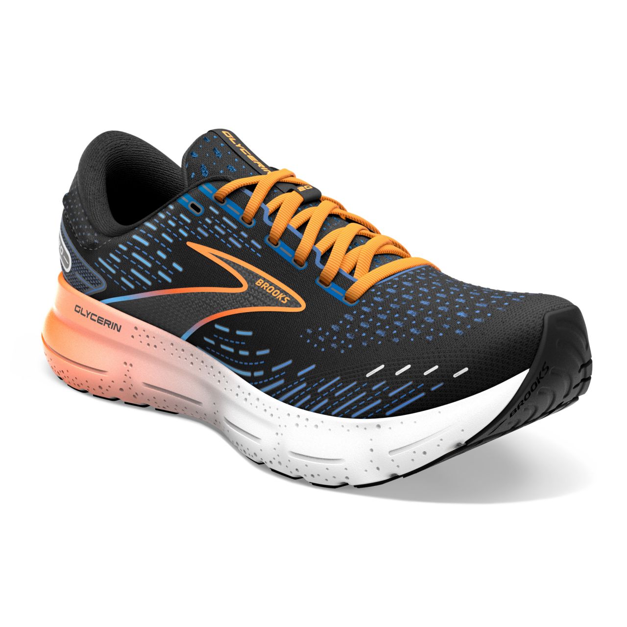 BROOKS GLYCERIN 20 BLACK , CLASSIC BLUE ET ORANGE Chaussures de running