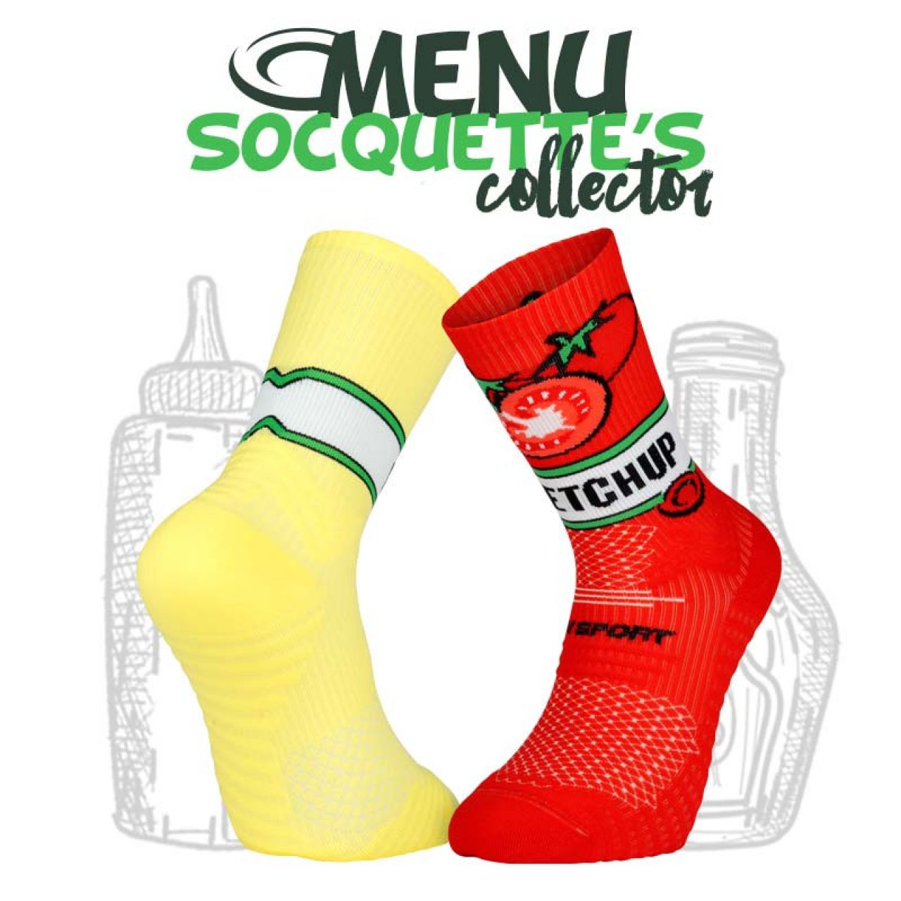 BV SPORT CHAUSSETTES TRAIL ULTRA NUTRISOCKS KETCHUP MAYO Chaussettes de trail