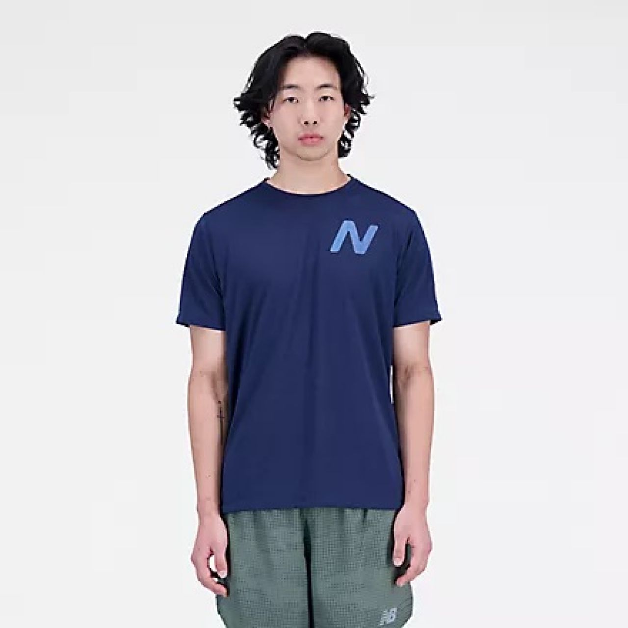 NEW BALANCE GRAPHIC IMPACT RUN SS TEE NAVY  Tee shirt de running