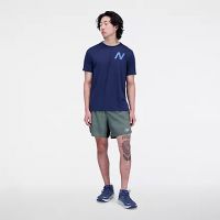 NEW BALANCE GRAPHIC IMPACT RUN SS TEE NAVY  Tee shirt de running pas cher