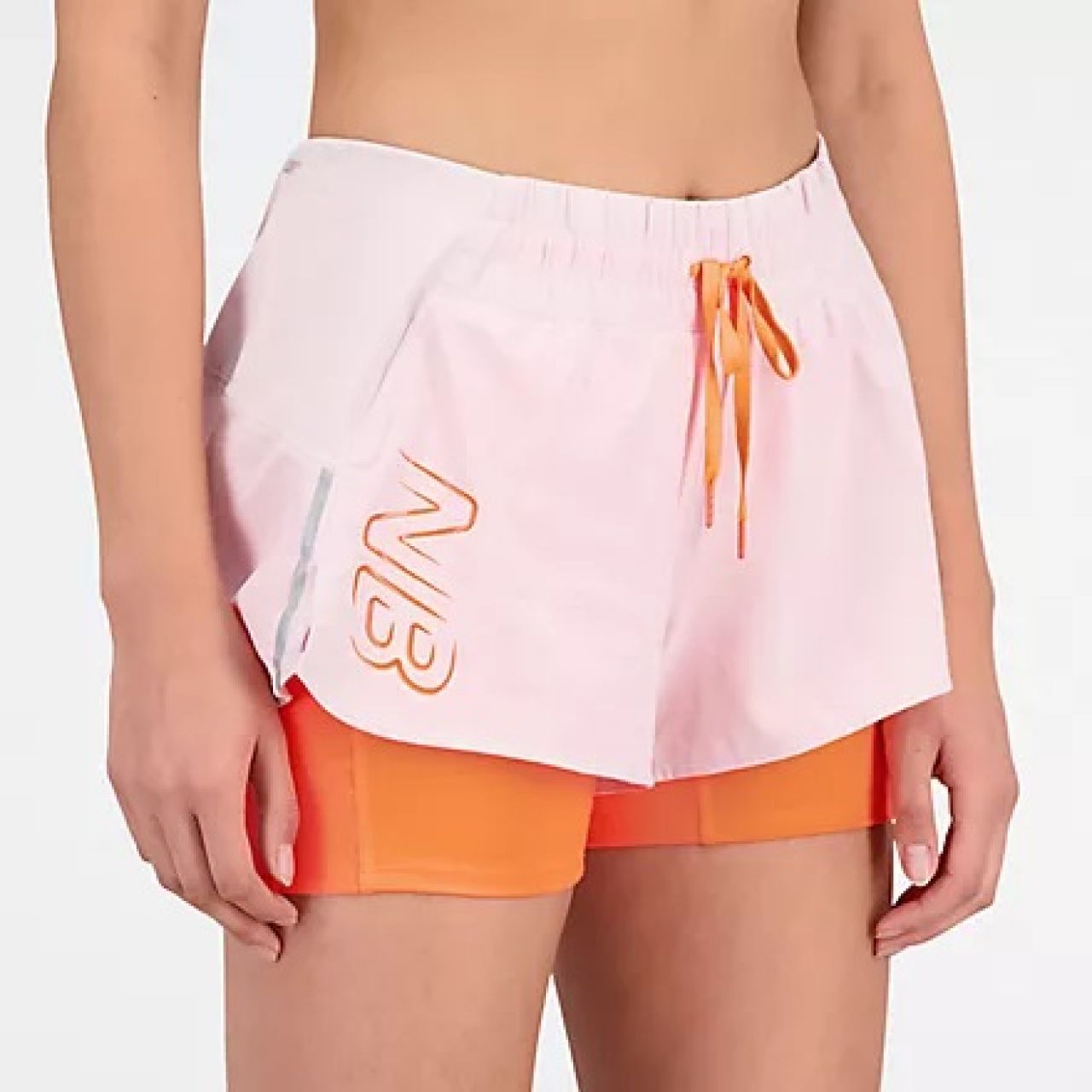 NEW BALANCE SHORT PRINTED IMPACT RUN 2 IN 1 STONE PINK Short de running