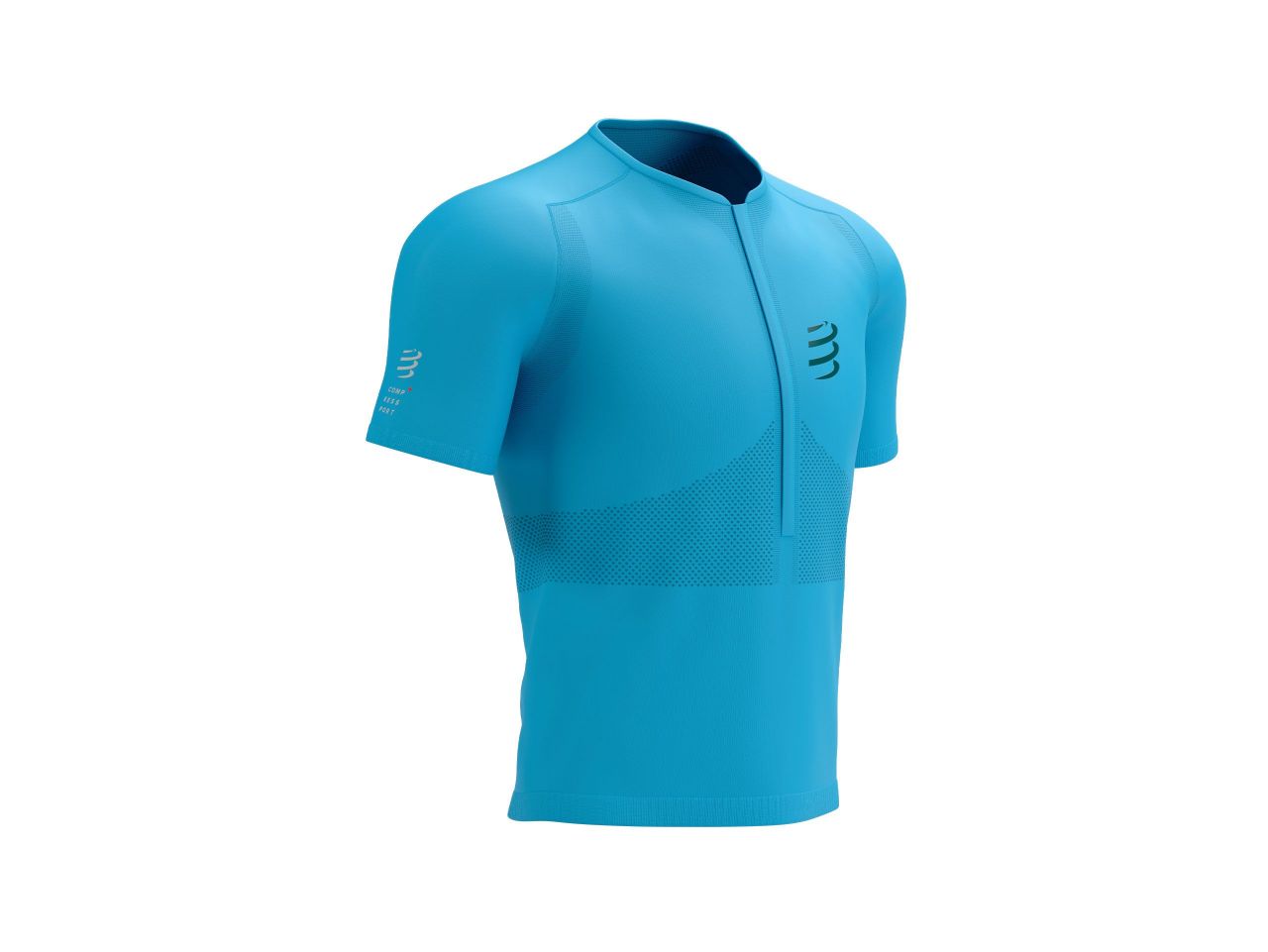 COMPRESSPORT TRAIL HALF ZIPPED SS TOP HAWAIIAN OCEAN Tee shirt de running