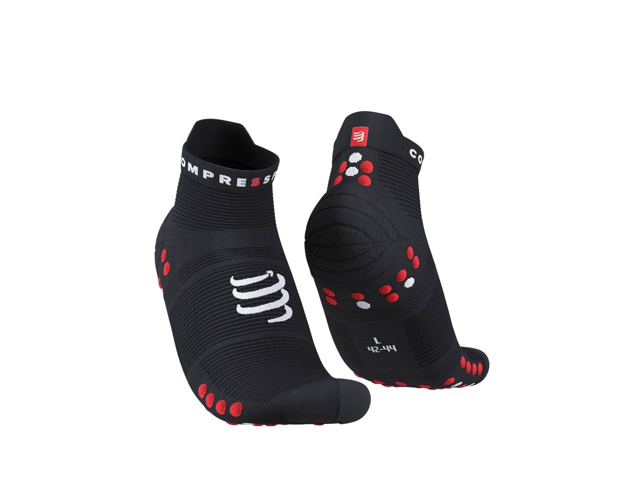 COMPRESSPORT PRO RACING SOCKS V4.0 RUN LOW BLACK ET RED Chaussettes running