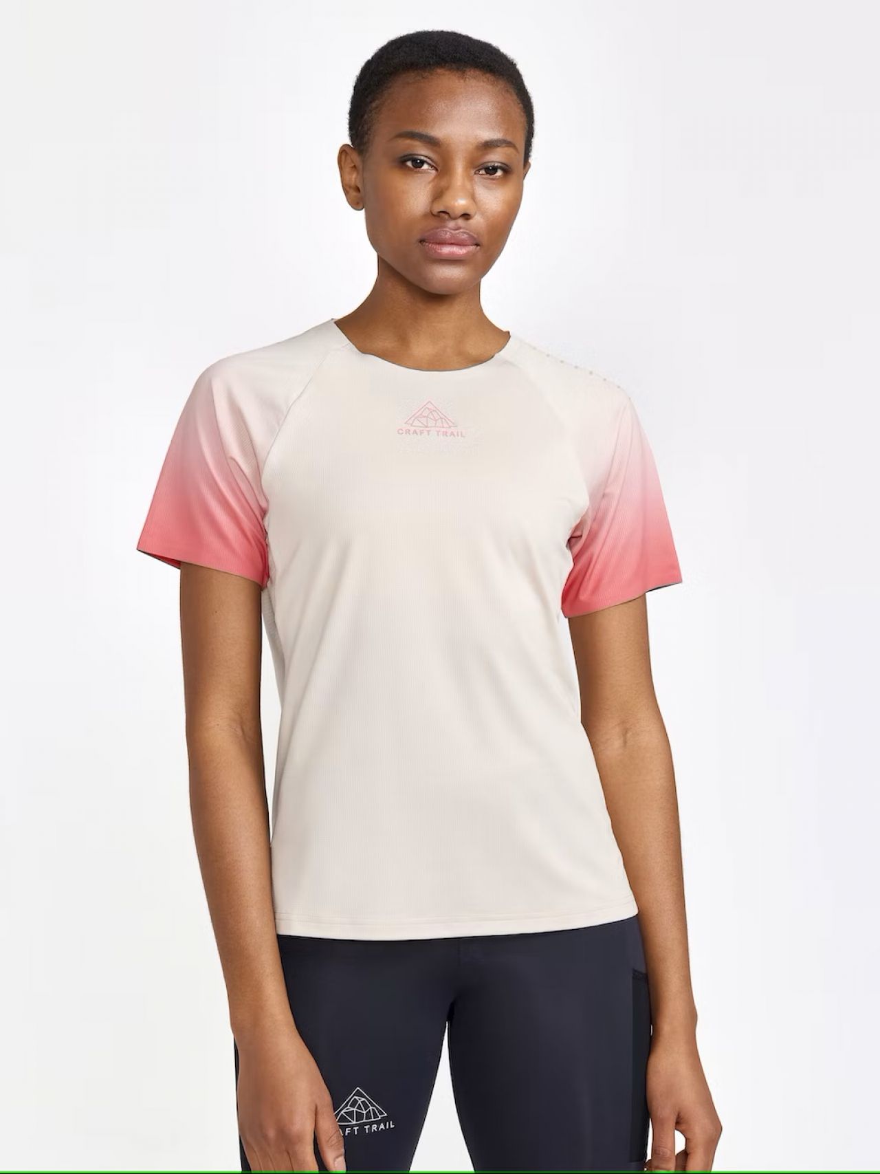 CRAFT PRO TRAIL SS TEE ECRU ET MULTI Tee shirt de running