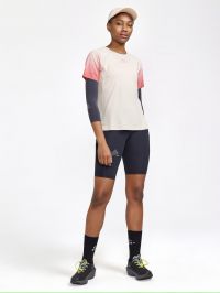 CRAFT PRO TRAIL SS TEE ECRU ET MULTI Tee shirt de running femme pas cher