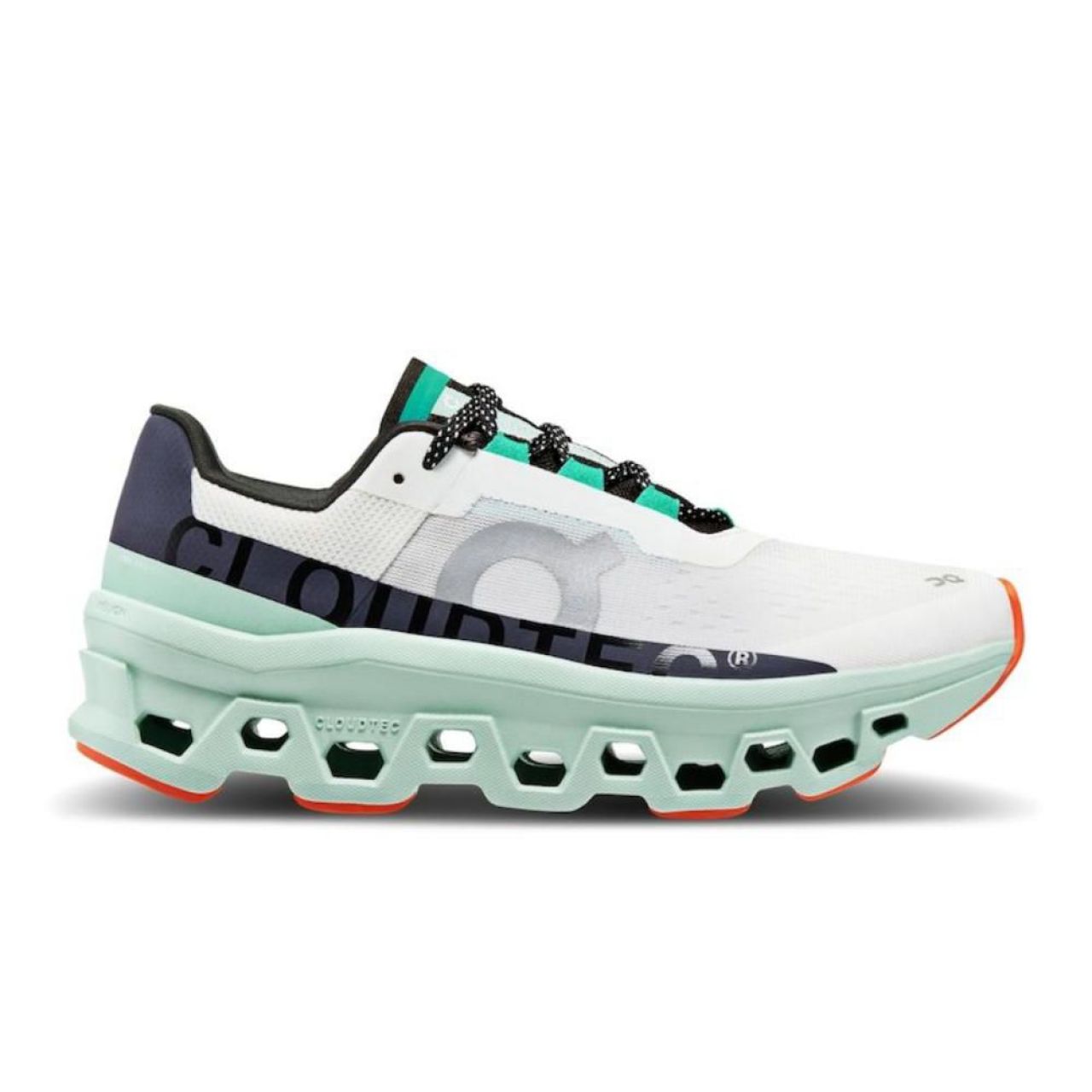 ON RUNNING CLOUDMONSTER UNDYED WHITE ET GREEN Chaussures de running
