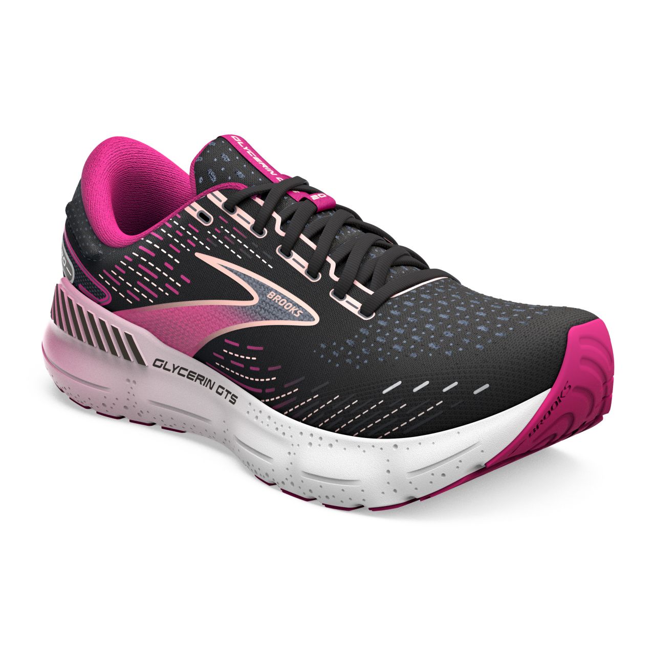 BROOKS GLYCERIN GTS 20 BLACK ET FUCHSIA  Chaussures de running