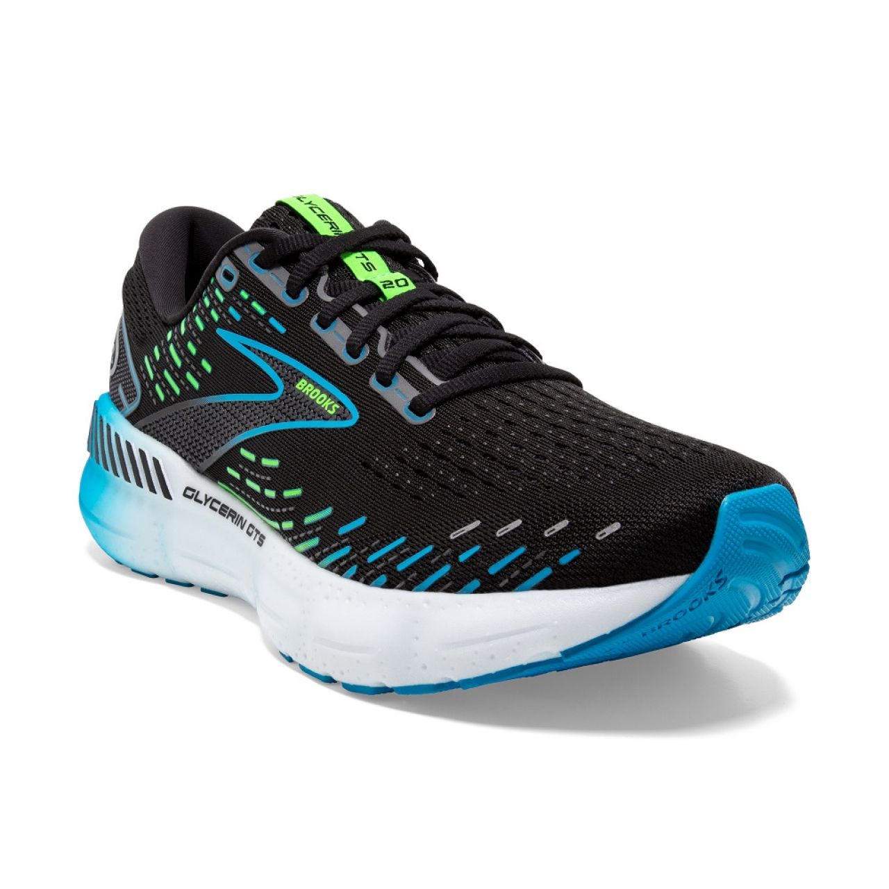 BROOKS GLYCERIN GTS 20 BLACK ET HAWAIIAN OCEAN Chaussures de running