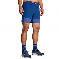 BROOKS SHORT HIGH POINT 7 POUCES 2 EN 1 DK AEGEAN  Short trail brooks pas cher