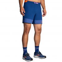 BROOKS SHORT HIGH POINT 7 POUCES 2 EN 1 DK AEGEAN  Short trail brooks pas cher