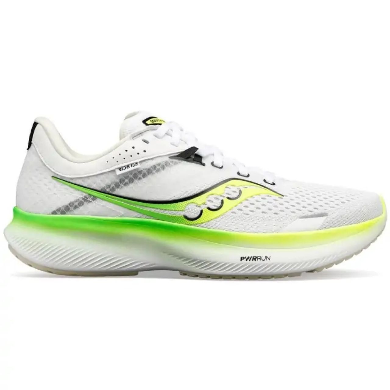 SAUCONY RIDE 16 WHITE ET SLIME Chaussures running