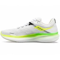 SAUCONY RIDE 16 WHITE ET SLIME Chaussures running pas cher