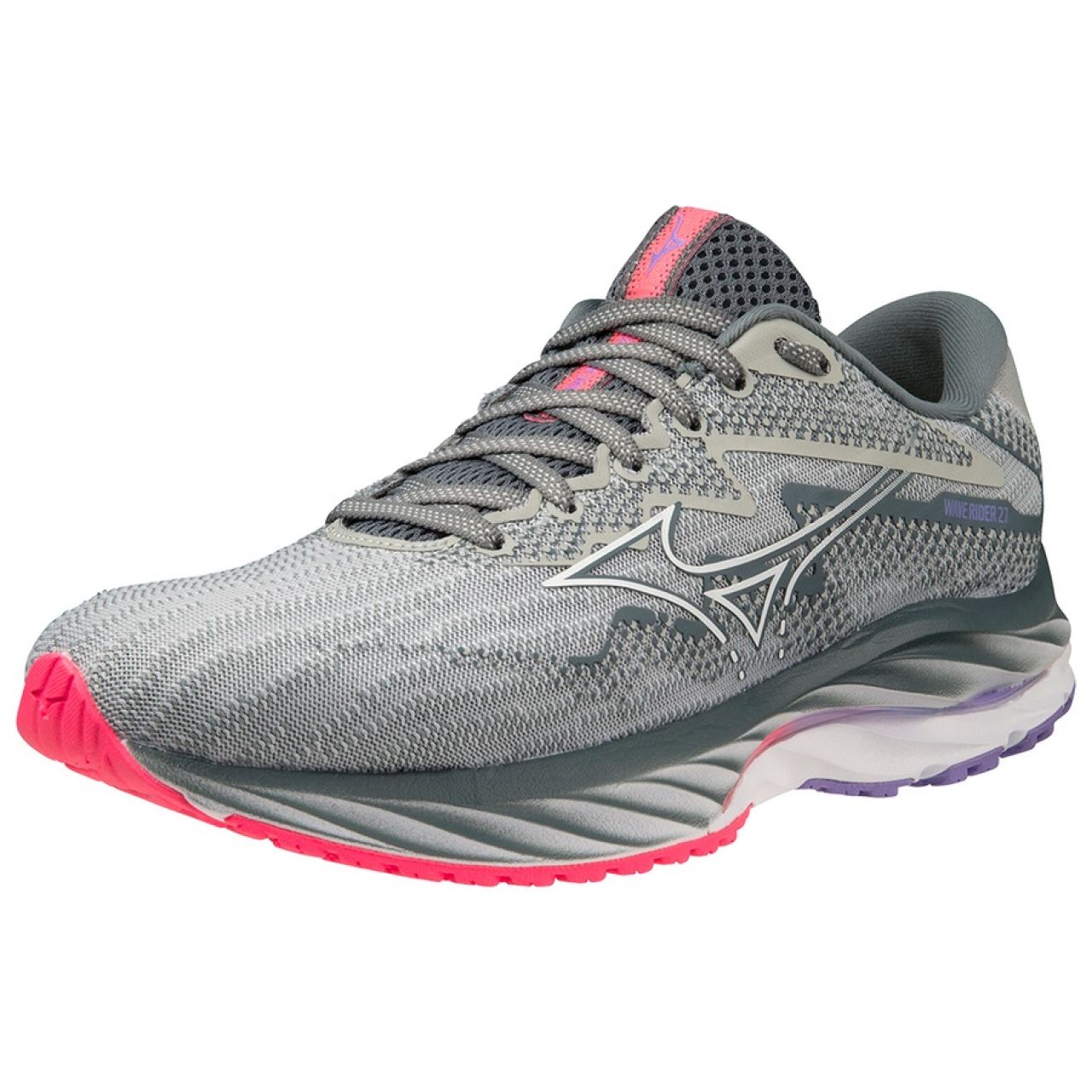 MIZUNO WAVE RIDER 27 GREY ET  PINK  Chaussures de running