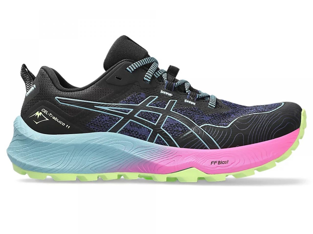 ASICS GEL TRABUCO 11 BLACK ET GRI BLUE Chaussures de trail