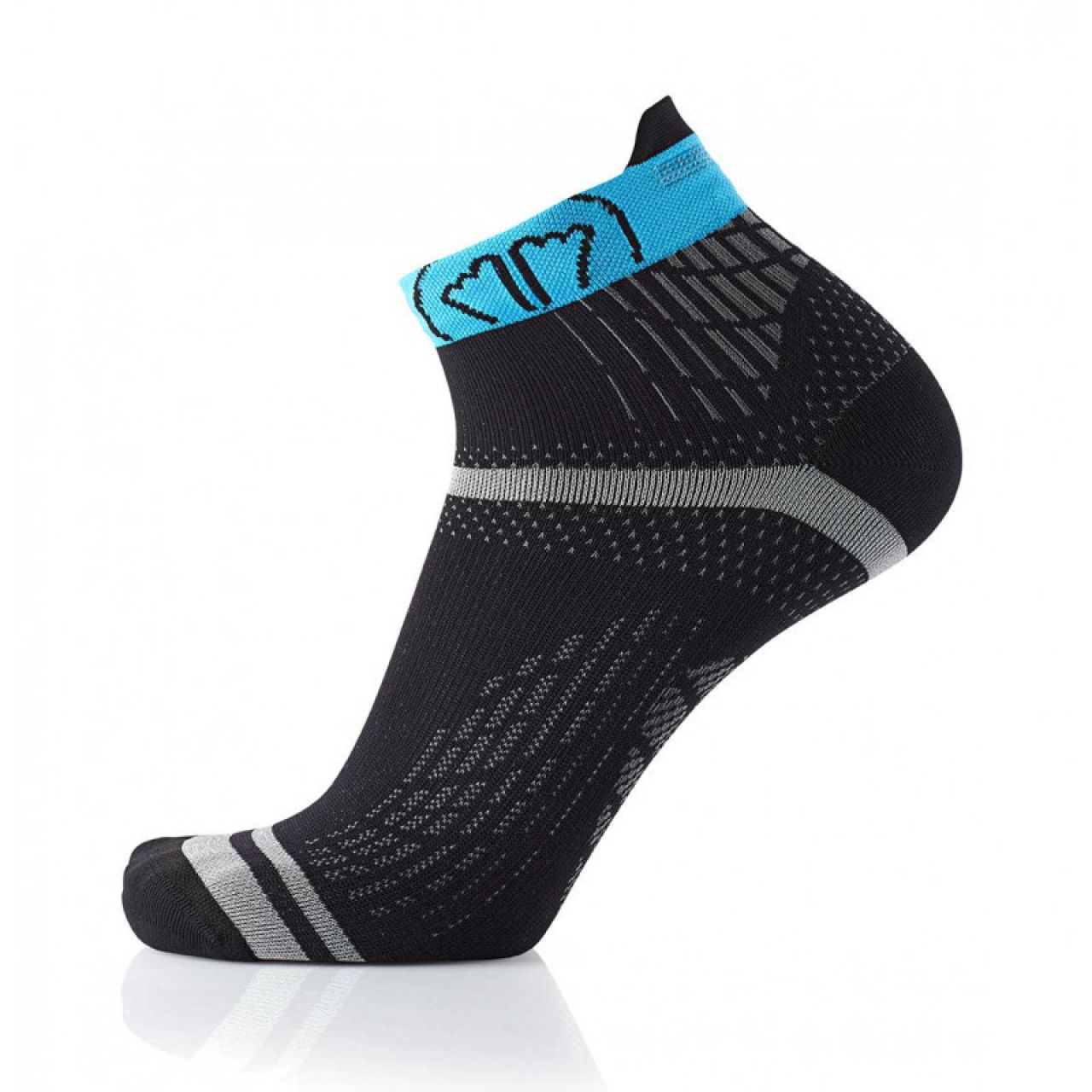SIDAS CHAUSSETTES RUN FEEL NOIR ET TURQUOISE Chaussettes de running