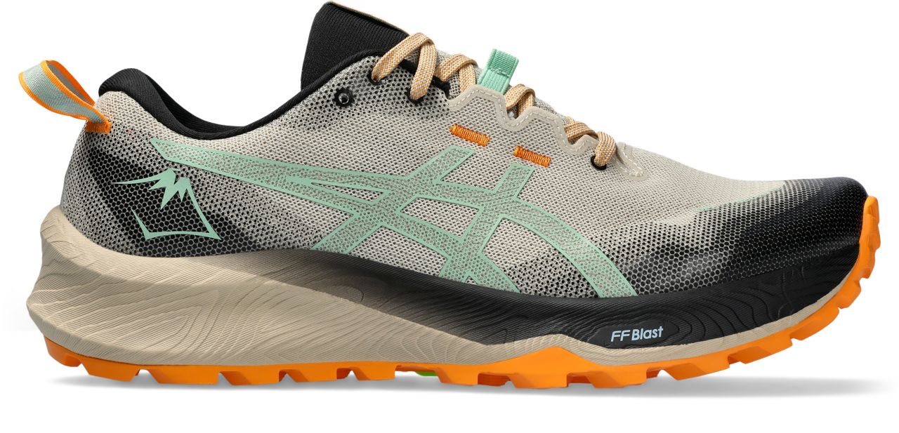 ASICS GEL TRABUCO 12 FEATHER GREY ET DARK MINT Chaussures de trail