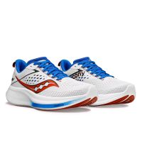 SAUCONY RIDE 17 WHITE ET COBALT Chaussures running pas cher