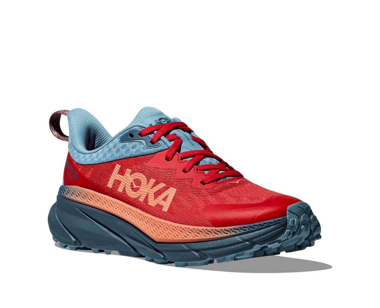 HOKA CHALLENGER ATR  7 GTX CERISE ET REAL TEAL Chaussures de Trail