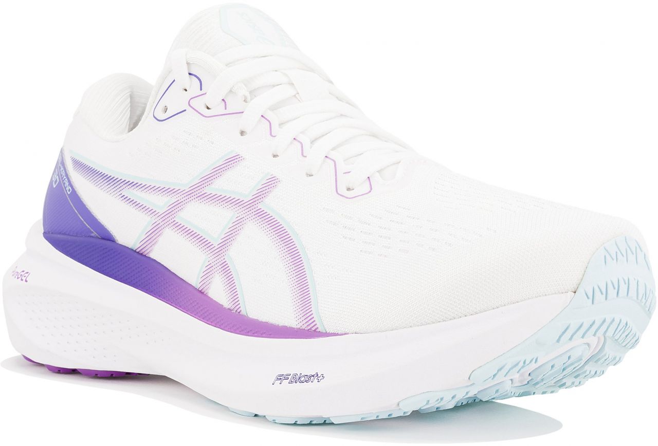 ASICS GEL KAYANO 30 WHITE ET CYBER GRAPE Chaussure running asics