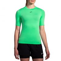 BROOKS HIGH POINT SHORT SLEEVE HYPER GREEN  Tee shirt running pas cher