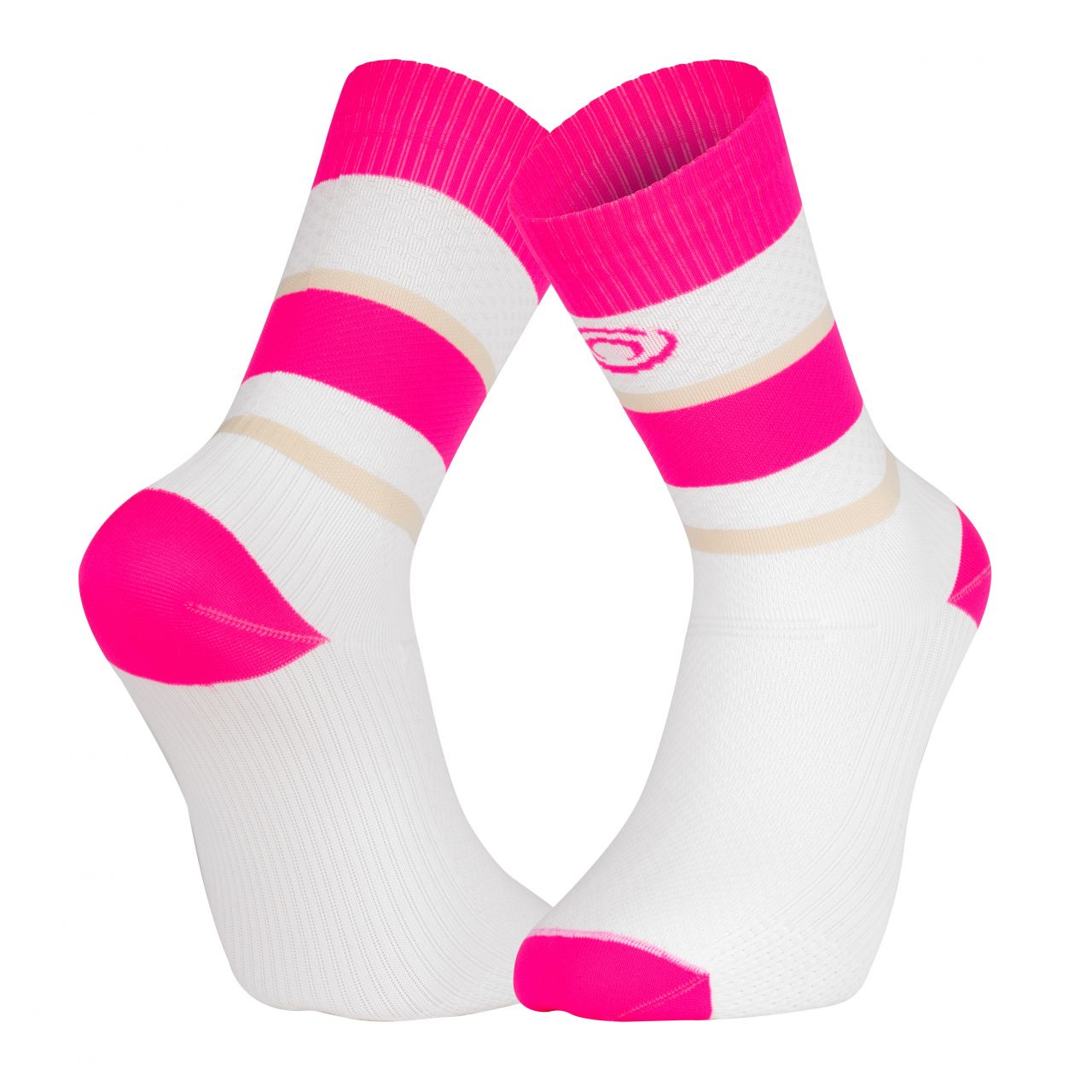 BV SPORT SOQUETTE LIGHT RUN HAUTE IBIZA ROSE ET BEIGE Chaussettes de running