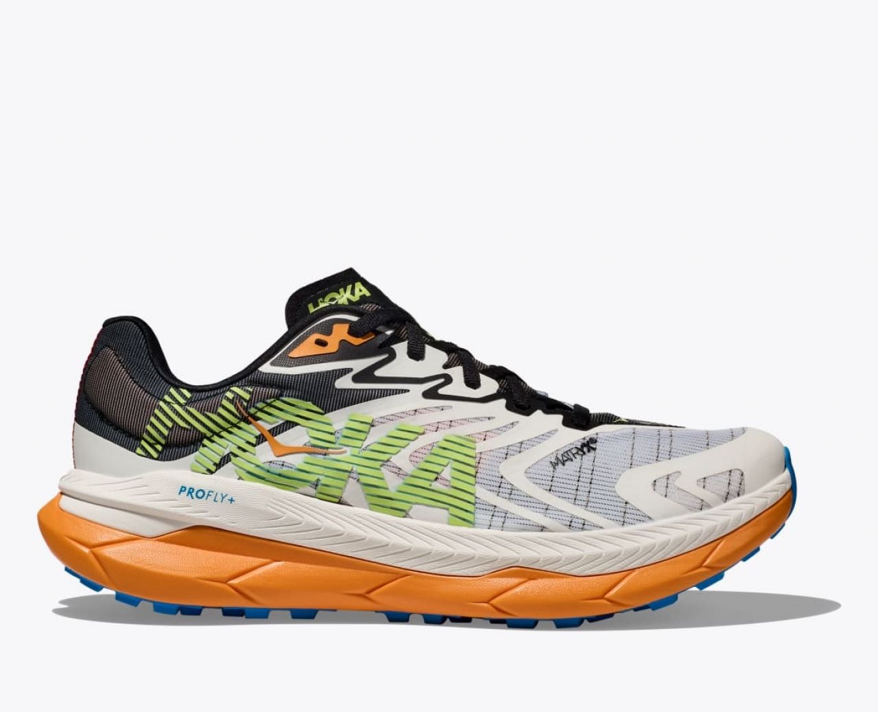 HOKA TECTON X 2 WHITE ET SOLAR FLARE Chaussures de trail