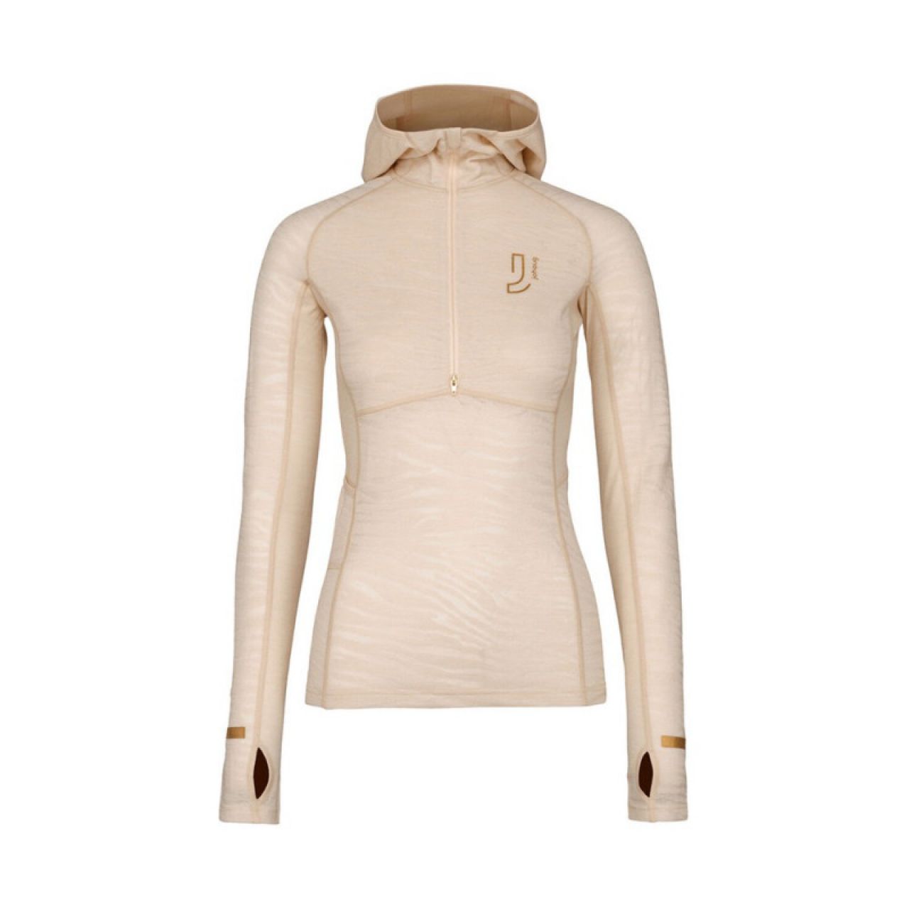 JOHAUG ADVANCETECH WOOL HOOD LIGHT BEIGE Maillot laine de merinos