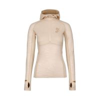 JOHAUG ADVANCETECH WOOL HOOD LIGHT BEIGE Maillot laine de merinos