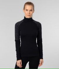 JOHAUG ELEVATE WOOL HALF ZIP NOIR Maillot laine de merinos pas cher