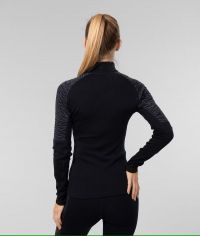 JOHAUG ELEVATE WOOL HALF ZIP NOIR Maillot laine de merinos pas cher