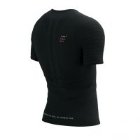 COMPRESSPORT RACING SS TEE BLACK ET SAFE  Tee shirt de running pas cher