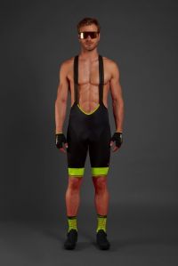 ZERO RH LOGO EVO BIBSHORT BLACK ET ACID LIME  Cuissard vélo Homme pas cher