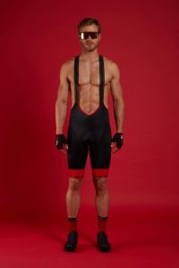 ZERO RH LOGO EVO BIBSHORT BLACK ET RED CODE  Cuissard vélo Homme pas cher