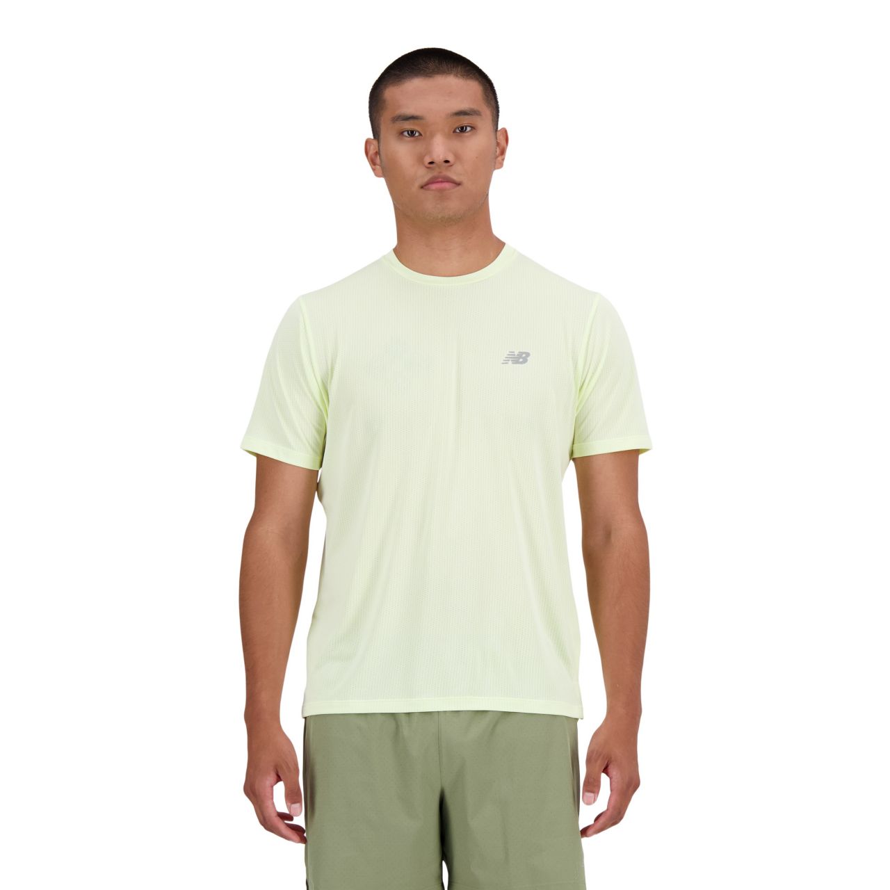 NEW BALANCE ATHLETICS T SHIRT LIME LIGHT HEATHER  Tee Shirt de running