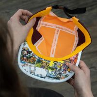 CASQUETTE 5 PANEL "DBDB" ORANGE BORDEAUX pas cher