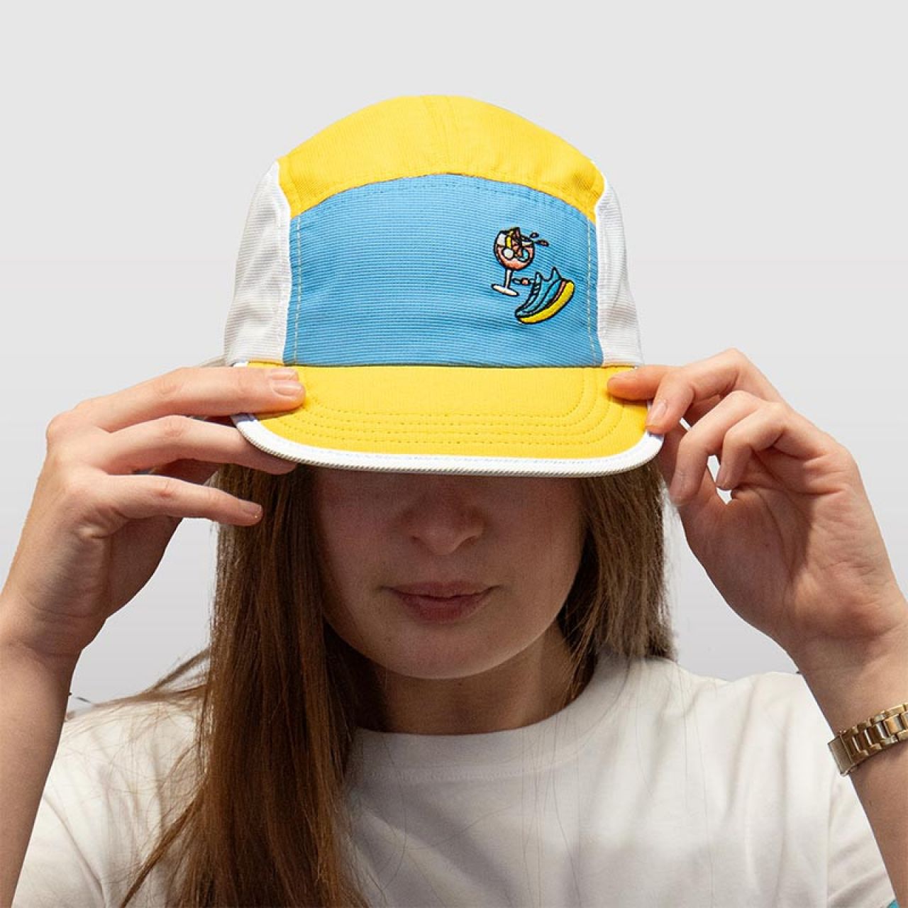 BV SPORT CASQUETTE 5 PANEL "DBDB" JAUNE BLEU BLANC