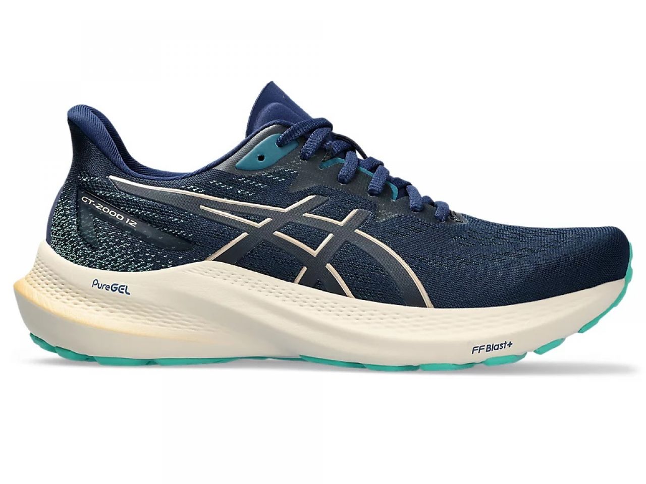 ASICS GT 2000 12 BLUE EXPANSE ET CHAMPAGNE Chaussures Running