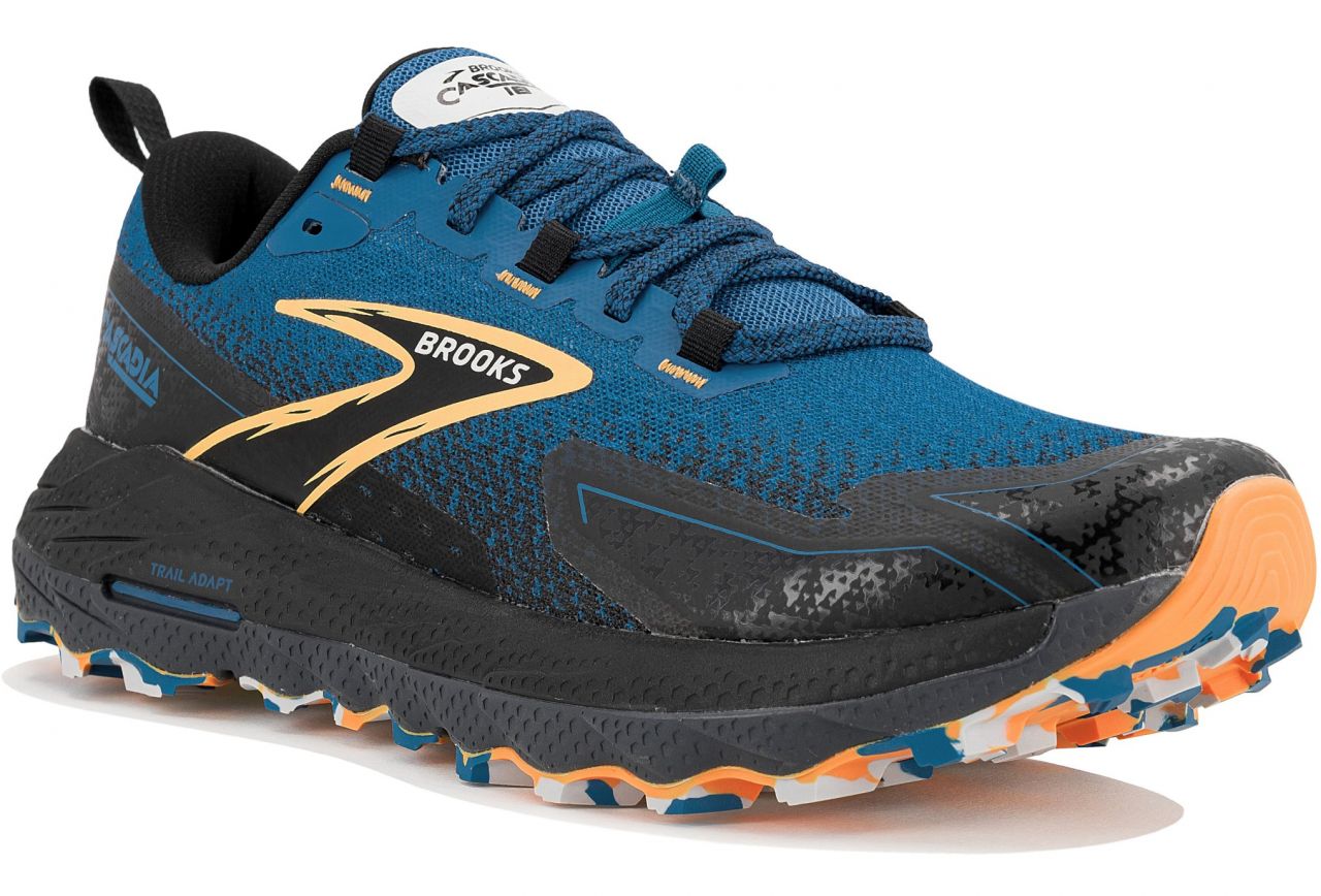 BROOKS CASCADIA 18 BLUE SAPPHIRE BLACK ET ORANGE Chaussures de trail