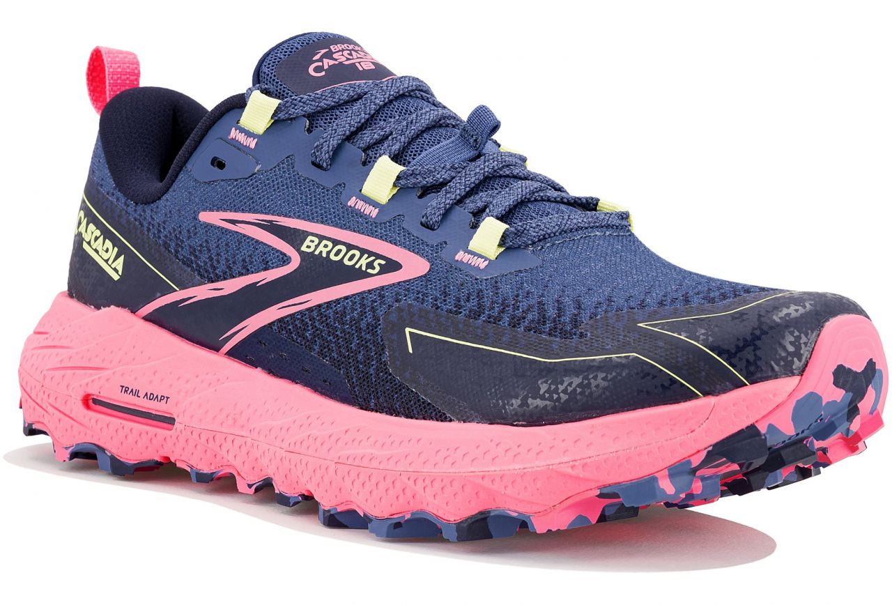 BROOKS CASCADIA 18 GREY BLUE PINK Chaussures de trail