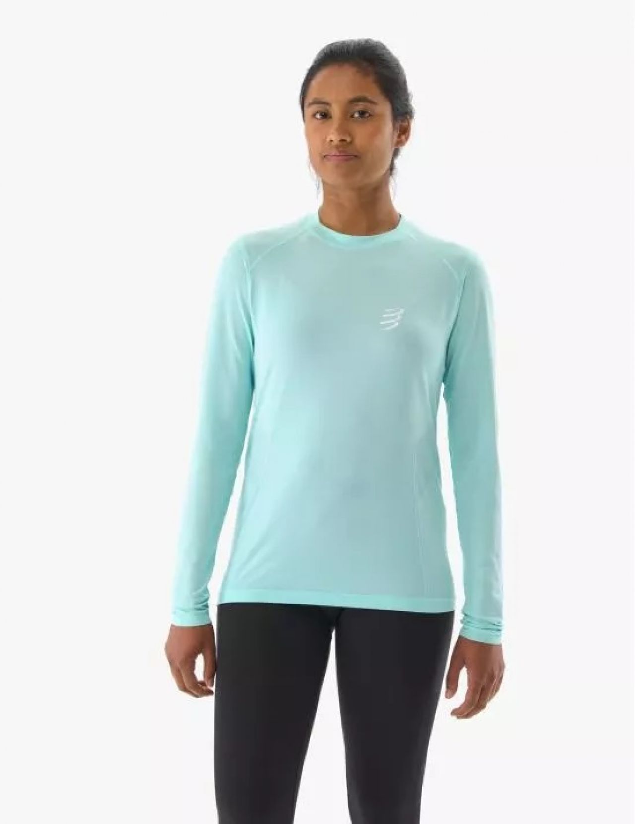COMPRESSPORT PERFORMANCE LS TEE W SHELL BLUE Tee shirt de running