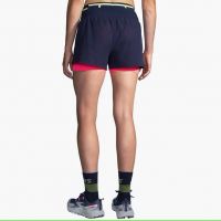 BROOKS SHORT HIGH POINT  3 POUCES 2 EN 1 NAVY ET NEO PINK Short trail brooks pas cher