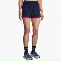 BROOKS SHORT HIGH POINT  3 POUCES 2 EN 1 NAVY ET NEO PINK Short trail brooks pas cher