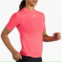 BROOKS HIGH POINT SHORT SLEEVE NEO PINK  Tee shirt running pas cher