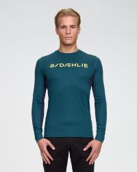 DAEHLIE TRAINING TECH LONG SLEEVE TEAL Sous vetement technique avec laine merinos